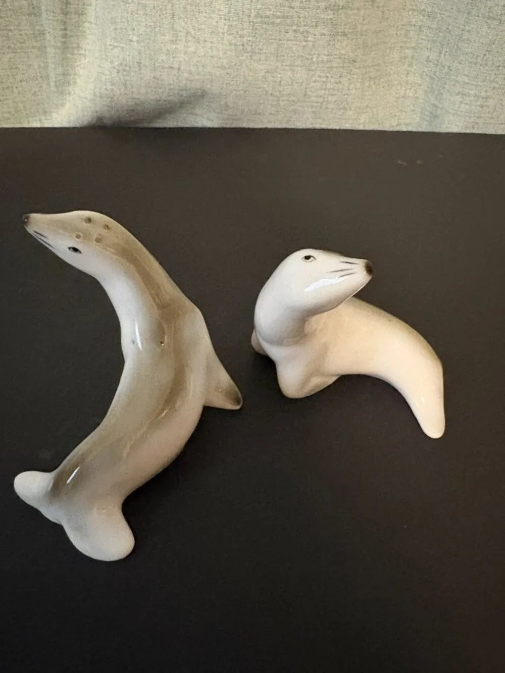 Pair of Seal Salt and Pepper Porcelain Shakers